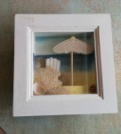 Vintage zidna dekoracija 4, plaža, 15,5 x 15,5 x 4,0 cm