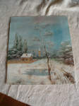 zimska idila, tempera na papiru , staro