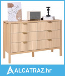 Komoda sa 6 žljebljenih ladica, drvena komoda s kliznim i zaštitnim me
