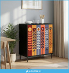 Komoda ESSEN Uzorak suncokreta 66 x 36,5 x 76 cm Crni hrast - NOVO