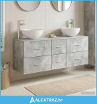 Set ormarića za kupaonicu 3 kom. Betonska siva 129 x 35 x 80 cm - NOVO