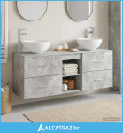 Set ormarića za kupaonicu 3 kom. Betonska siva 129 x 35 x 80 cm - NOVO
