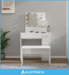 Set toaletnog stolića LED sjajni bijeli od konstruiranog drva - NOVO