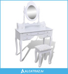 Toaletni stol s ogledalom i stolicom 7 ladica bijeli - NOVO