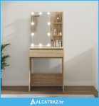 Toaletni stolić s LED svjetlima boja hrasta sonome 60x40x140 cm - NOVO