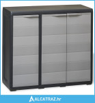 Vrtni Ormarić za Pohranu s 2 Police Crno Sivi - NOVO