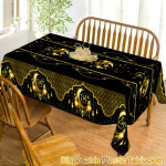 1 kom stolnjaka za Eid Mubarak, dimenzija 130x220 cm u crnoj i zlatnoj