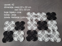 Heklani tabletići, oblik kocka, crno-bijeli
