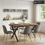 Stol za blagovanje s prirodnim rubom 120 x 80 x 75 cm - Prirodna i crn