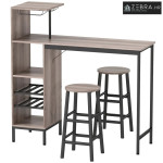 3-dijelni set barskih stolova s ​​pohranom i stolicama, siva