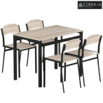 5-dijelni blagovaonski set, stol i 4 stolice, kuhinjski garnitura, crn