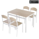 5-dijelni blagovaonski set, stol i 4 stolice, siva i bijela