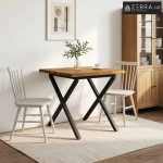 Stol za blagovanje s prirodnim rubom 90 x 90 x 75 cm - Prirodna i crna