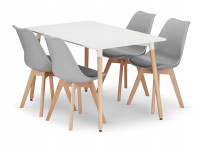 ADRIA pravokutni stol 120x80 bijela + 4 MARK sive stolice