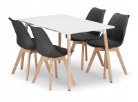 ADRIA pravokutni stol 120x80 bijeli + 4 MARK crne stolice