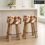 Barska stolica 2 kom. Smeđi patchwork 44 x 33 x 74 cm - Smeđi patchwor