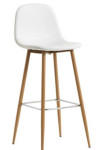 Barska stolica bijela umjetna koža / hrast/  čelik