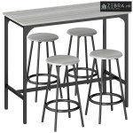 Barski set, 5-dijelni, stol i 4 stolice, industrijski dizajn, kompakta