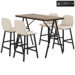 Barski set, 5-dijelni, stol i 4 stolice, tapeciranje gumbima, debela p