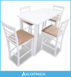 Bijeli drveni set barskog stola i 4 barske stolice - NOVO