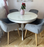 Blagavaonski stol IKEA INGATORP sa staklom fi110 cm