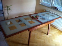 Blagovaonicki stol , rastezljiv , stakleni