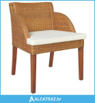 Blagovaonska stolica s jastukom svjetlosmeđa prirodni ratan - NOVO