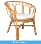 Blagovaonska stolica s jastukom svjetlosmeđi ratan i platno - NOVO