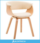 Blagovaonska stolica od savijenog drva i umjetne kože krem - NOVO