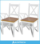 Blagovaonske stolice od borovine 2 kom bijele - NOVO