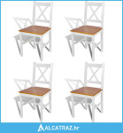 Blagovaonske stolice od borovine 4 kom bijele - NOVO
