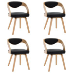 Blagovaonske stolice od savijenog drva i umjetne kože 4 kom crne - NOV