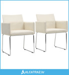 Blagovaonske stolice od tkanine 2 kom s izgledom platna bijele - NOVO