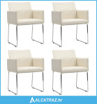 Blagovaonske stolice od tkanine 4 kom s izgledom platna bijele - NOVO