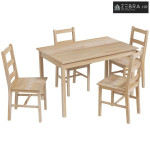 Blagovaonski set od 5 dijelova, stol i stolice od masivnog drva, 118x7
