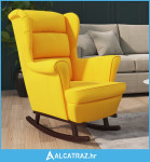 Fotelja za ljuljanje s drvenim nogama žuta baršunasta - NOVO