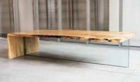 Jedinstveni hrastov stol sa koljenom staklom 200x90x75cm