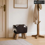 klupa 40 x 30 x 45 cm Prava koža Crna i bijela - Crno i bijelo