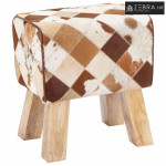 klupa 40 x 30 x 45 cm Prava koža Smeđi patchwork - Smeđi patchwork