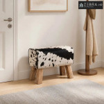 klupa 60 x 30 x 45 cm Prava koža Crna i bijela - Crno i bijelo