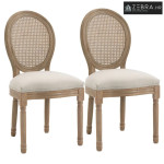 Kuhinjske stolice, set od 2, puno drvo, 49x56x96 cm, krem-prirodno