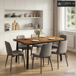 Kvadratni blagovaonski stol 120 x 90 x 75 cm - Prirodna i crna 120 x 9