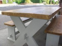 Masivni dvobojni hrast komplet stol sa 2kom klupe 170x85cm