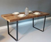 Masivni hrastov stol sa metalnim postoljem za ugostiteljstvo 150x70cm