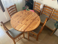 Masivni okrugli 110 cm produživi stola i 6 stolaca