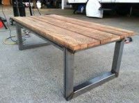 Masivni rustik stol sa Inox mat postoljem 190x90cm za ugostiteljstvo