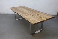 Masivni stol za ugostiteljstvo hrast rustik,Inox postoljem 220x100cm
