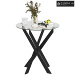 Moderni stakleni blagovaonski stol, promjera 70 cm, kuhinjski stol s k