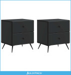 Noćni ormar 2 pcs Crna 43 x 34,5 x 47,5 cm Konstruirano drvo - NOVO