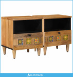 Noćni ormar 2 pcs Prirodna 40 x 33 x 46 cm Čvrsto drvo manga - NOVO
